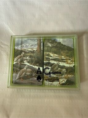 Hallmark Graphica Lime Green Plastic Bridge Playing Card Box 2 decks  #3